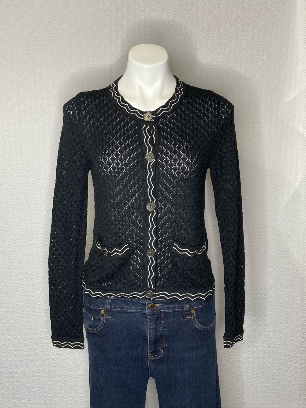 MISSONI FOR TARGET Button Up Cardigan Sweater Long Sleeve Black Womens Medium